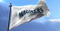 Flag of the team Seattle Mariners, american professional baseball, waving - loop