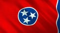 The flag of Tennessee. Shining silk flag of Tennessee. High quality render. 3D illustration