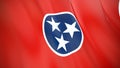 The flag of Tennessee. Waving silk flag of Tennessee. High quality render. 3D illustration