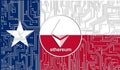 flag of Texas, USA and ethereum coin, Integrated Circuit Board pattern. Ethereum Stock Growth. Conceptual image for investors in