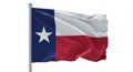 Flag of Texas waving on a silver flagpole. Royalty Free Stock Photo