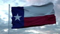 Flag of Texas waving in the wind against deep beautiful clouds sky, 3d rendering