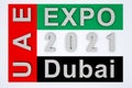Flag with text expo 2021 UAE Dubai