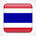 Flag of Thailand. Square glossy badge