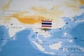 The Flag of thailand in the world map Royalty Free Stock Photo
