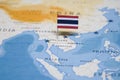 The Flag of thailand in the world map Royalty Free Stock Photo