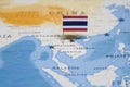 The Flag of thailand in the world map Royalty Free Stock Photo