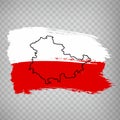 Flag of Thuringia from brush strokes. Blank map of Thuringia. Germany. High quality map of Thuringia and flag for your web site