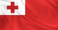 Flag of Tonga Flying in the Air Royalty Free Stock Photo