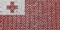 Flag of Tonga painted on a brick wall Royalty Free Stock Photo