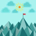 Flag on top of the mountain to reach the goal, the success of il Royalty Free Stock Photo