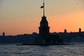 Flag tower in istanbul girl Royalty Free Stock Photo