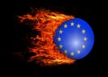 Flag with a trail of fire - European Union