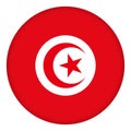 Flag of Tunisia round icon, badge or button. Tunisian national symbol. Template design, vector. Royalty Free Stock Photo