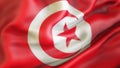 Flag, Tunisia. Waiving flag of Tunisia