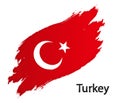 Flag of Turkey grunge style vector illustration isolated on white Royalty Free Stock Photo