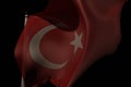 Turkish national flag on black background