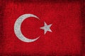 Flag of Turkey with the texture of rough fabric.