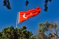 Flag of Turkey in a blue sky background Royalty Free Stock Photo