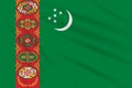 Flag Turkmenistan swaying in wind, vector