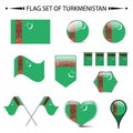 Flag of TURKMENISTAN vector set