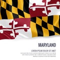 Flag of U.S. state Maryland waving on an isolated white background. State name and the text area for your message. Royalty Free Stock Photo