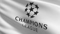 Flag of Uefa Champions League. 3D rendering illustration of waving sign symbol