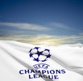 Flag with UEFA Champions League logo Royalty Free Stock Photo