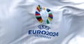 The flag of UEFA Euro 2024 flying in the wind