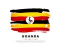 Flag of Uganda. Black, yellow and red brush strokes, hand drawn. Vector illustration isolated on white background