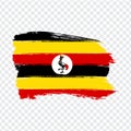 Flag Uganda from brush strokes. Flag Republic of Uganda on transparent background for your web site design, logo, app, UI
