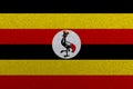 Flag of Uganda, Uganda Flag, National symbol of Uganda country. Fabric and texture flag of Uganda