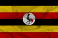 Flag of Uganda, Uganda Flag, National symbol of Uganda country.Fabric and texture flag of Uganda