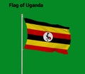 Flag of Uganda, Uganda Flag, National symbol of Uganda country. Pole flag of Uganda