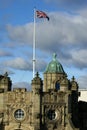 UK flag flying above the dome on the Bank of Scotland in Edinburgh