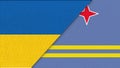 Flag of Ukraine and Aruba - 3D illustration. Aruba and Urkainian flags