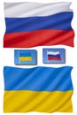 Flag of Ukraine - Flag of Russian Federation