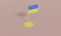 Ukraine flag on flagpole, plastic toy, 3D rendering