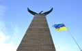 Flag of Ukraine and iron eagle. Freedom and independence Royalty Free Stock Photo