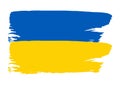The flag of Ukraine is painted with paint. Paint, stain, blot Royalty Free Stock Photo