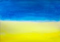 The flag of Ukraine is painted with watercolor paints. Royalty Free Stock Photo