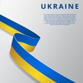 Flag of Ukraine. 24th of August. Vector illustration. Wavy ribbon on gray background. Independence day. National symbol
