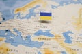 The Flag of ukraine in the world map Royalty Free Stock Photo