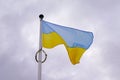 Flag ukraine yellow blue Ukrainian national official on dark cloud sky background Royalty Free Stock Photo