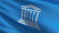 Flag of Unesco or United Nations Educational, Scientific and Cultural Organization. 3D rendering illustration of waving sign