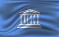 3D Flag of the UNESCO. Close Up