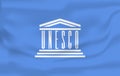 3D Flag of the UNESCO. Close Up