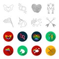 Flag, unicorn symbol, arrows with heart.Gay set collection icons in outline,flat style vector symbol stock illustration