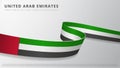 Flag of United Arab Emirates. Realistic wavy ribbon with UAE flag colors. Graphic and web design template. National