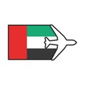 Flag of United Arab Emirates UAE color line icon. Airline network. International flights. Popular tourist destination. Pictogram